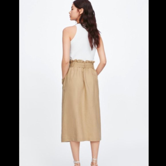 NWT ZARA BELTED LINEN SKIRT 8119/047 - Picture 5 of 9